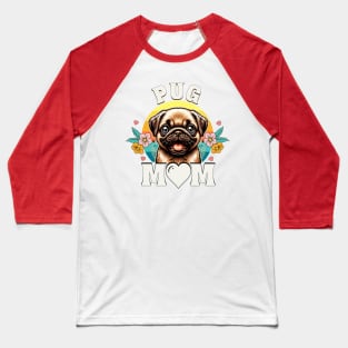 World's Best Pug Mom Retro Sunset Dog Lover Baseball T-Shirt